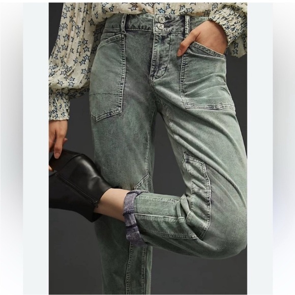 Anthropologie The Wanderer Corduroy Cargo Barrel Leg Pants in Green Gray 31 - Picture 7 of 13